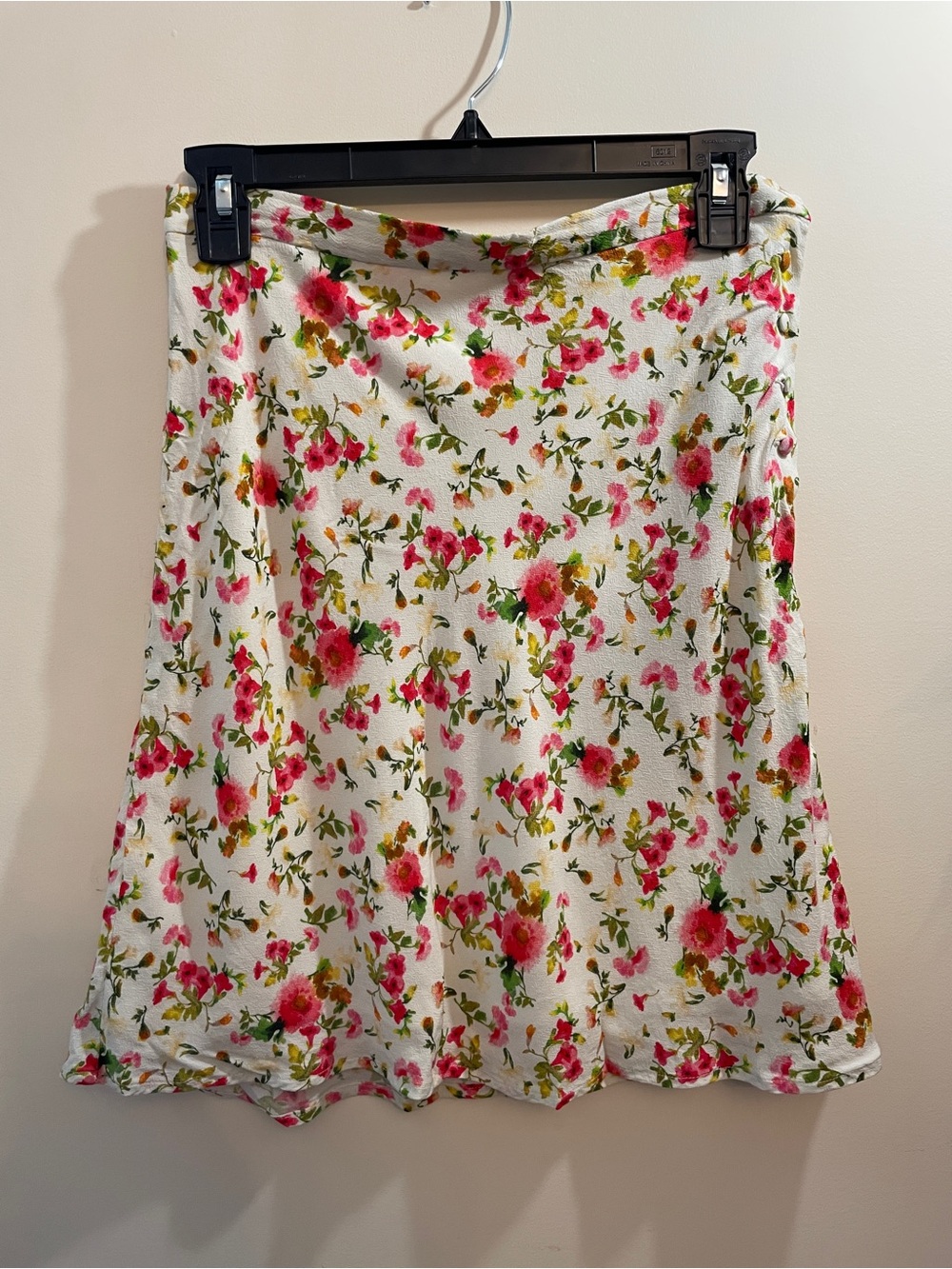 Rouje White Skirt with Pink Floral Print Size 36
